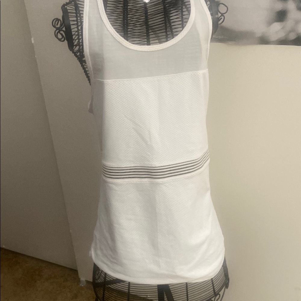 White and Silver Sleeveless Tank Top